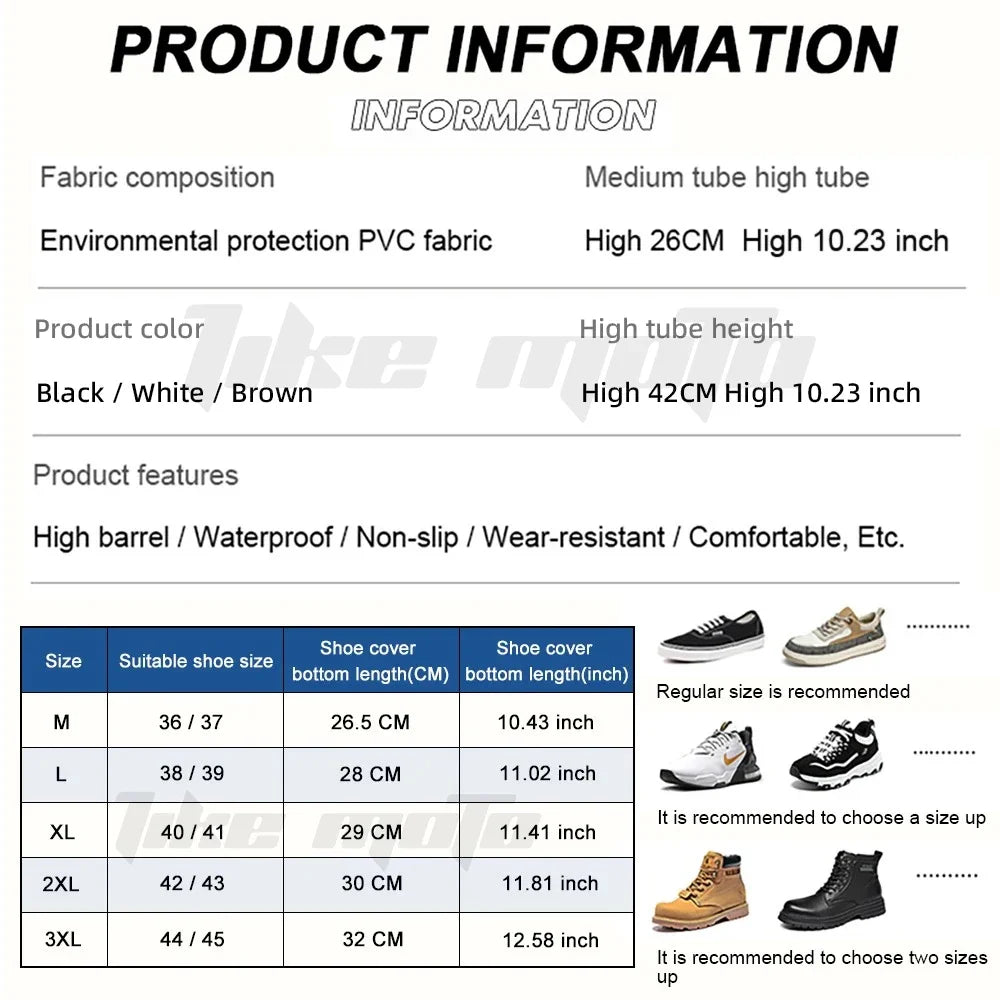 Motorcycle High Rain Boots Waterproof Reflective Snowy Non-Slip Footwear Motorbike Cycling Bike Reusable Rainproof Shoes Cover