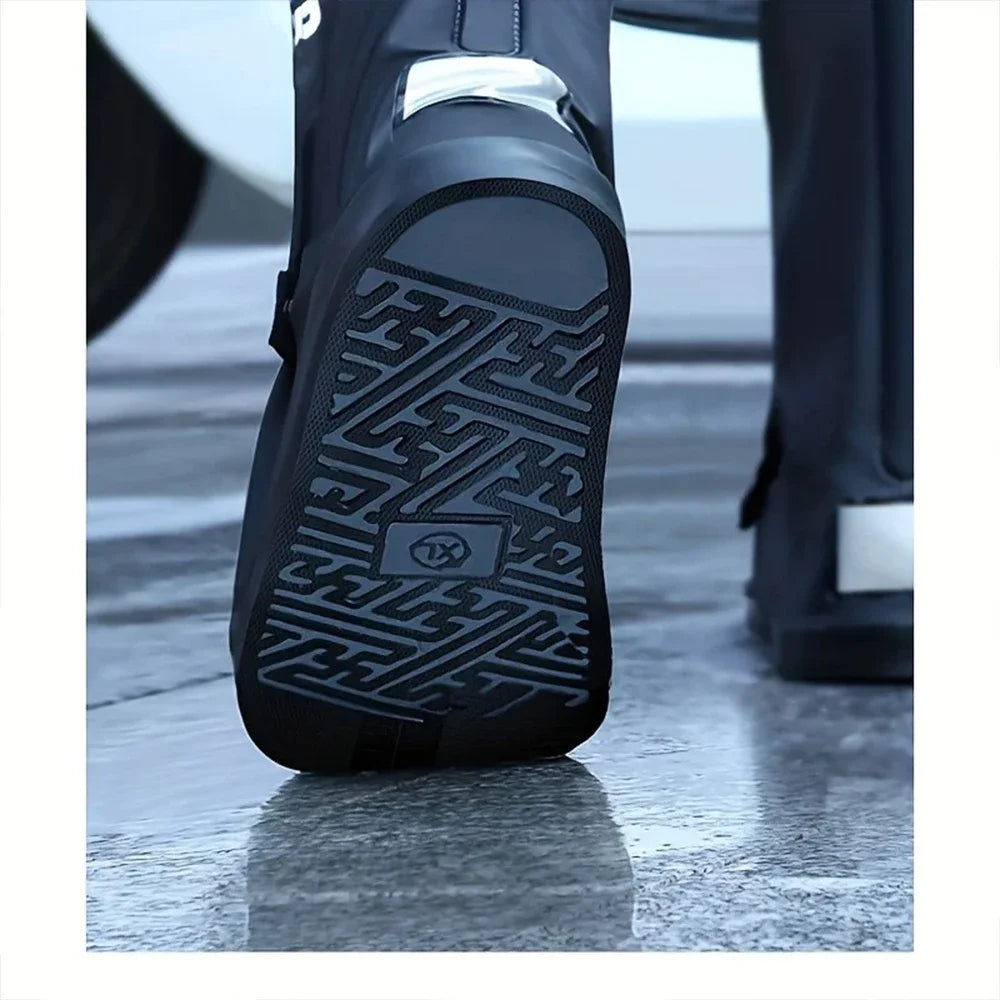 Motorcycle High Rain Boots Waterproof Reflective Snowy Non-Slip Footwear Motorbike Cycling Bike Reusable Rainproof Shoes Cover