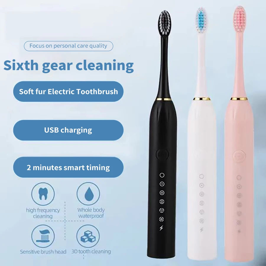 Electric Toothbrush Set Ultrasonic Adult Fully Automatic Smart Sonic Ultra Fine Soft Wool Easy To Carry Full Body Waterproof-