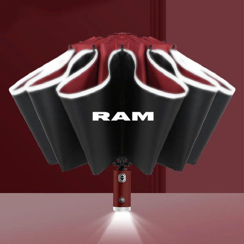 Fully Automatic UV Umbrella With LED Flashlight Reflective Stripe Reverse Umbrellafor Dodge Ram 1500 2500 3500 accessories