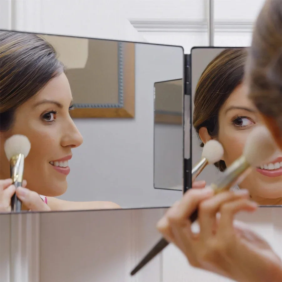 3 Way Mirror for Self Hair Cutting 360 Trifold Hair Cut Mirror for Men Women Makeup Vanity Mirror with Portable Adjustable Hooks