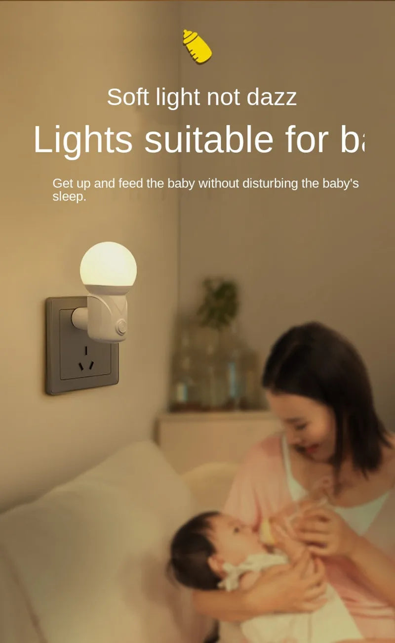 LED Night Lights EU/US Plug 2-color Dimmering Lamp Eye Protection Baby Nursing Sleep Light Reading Living Room Night Lamp