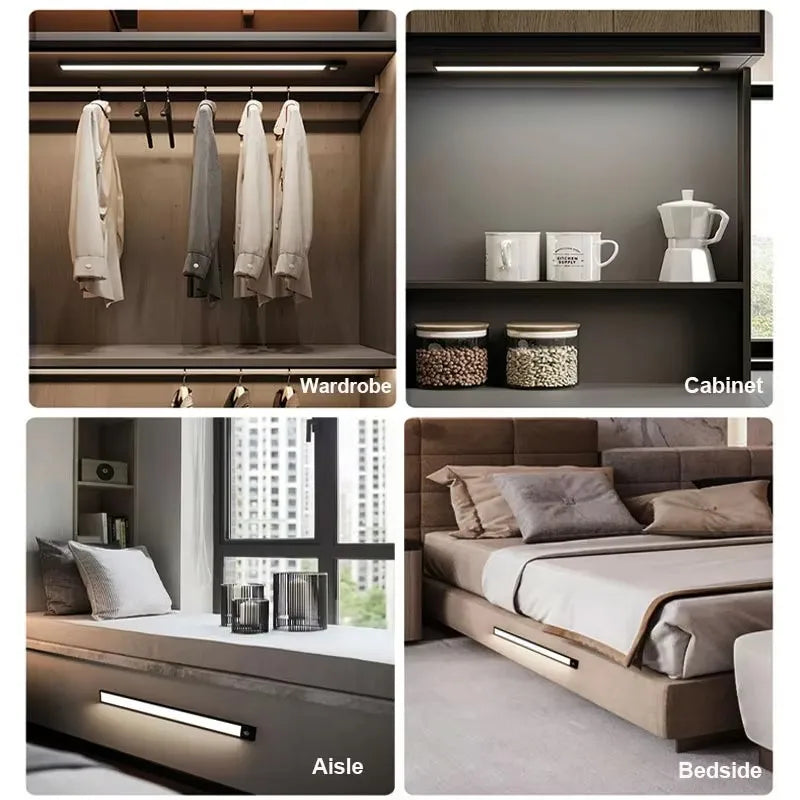 LED Motion Sensor Light Wireless USB Rechargeable Sensor LED Lamp For Kitchen Cabinet Wardrobe Bedroom Staircase Closet Lights