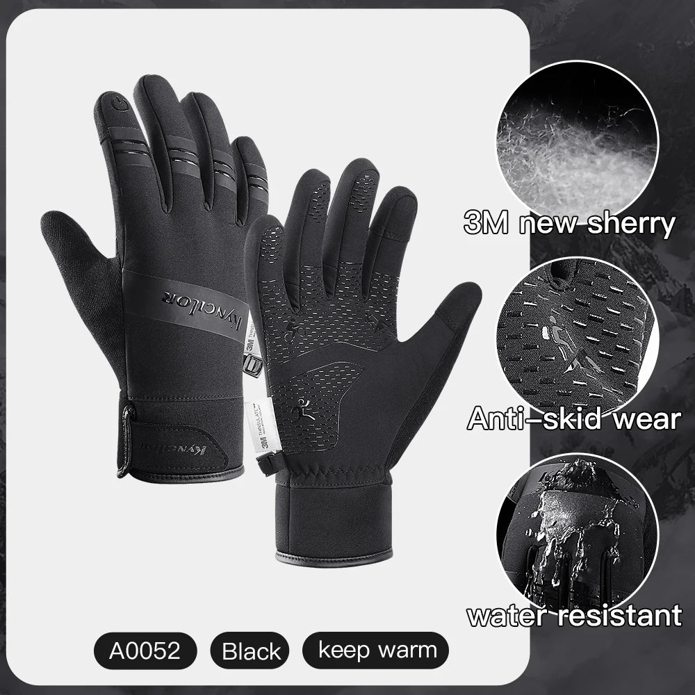 Winter Cycling Gloves Touch Screen Motorcycle Gloves Outdoor Scooter Windproof Riding Ski Gloves Warm Bike Gloves Hiking Gloves