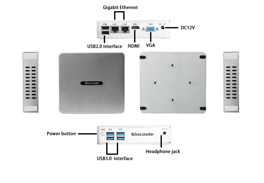 Sincoole Mini PC，Intel 12th N100 Mini PC 16GB DDR4 512GB 4K UHD Dual HDMI Dual Band WiFi Windows 11 pro Mini Computer