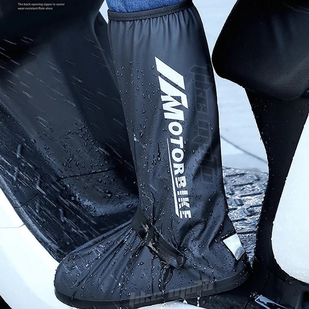Motorcycle High Rain Boots Waterproof Reflective Snowy Non-Slip Footwear Motorbike Cycling Bike Reusable Rainproof Shoes Cover