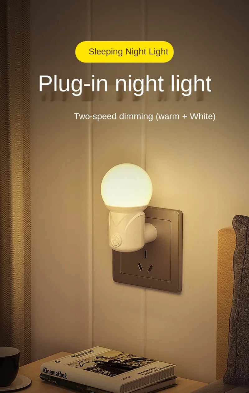 LED Night Lights EU/US Plug 2-color Dimmering Lamp Eye Protection Baby Nursing Sleep Light Reading Living Room Night Lamp