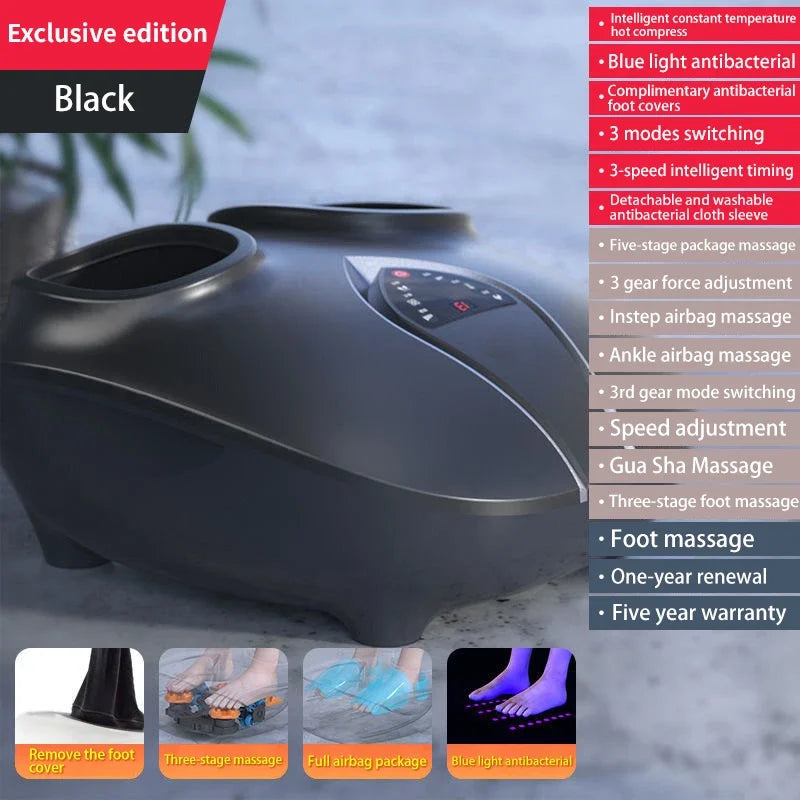 Foot Massager Electric Vibrator Shiatsu Heating Therapy Hot Compression Knead Roller Muscle Relaxation Pain Relief 6D Massage