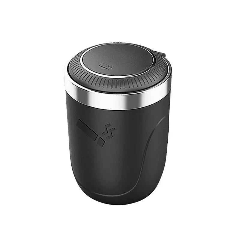 Portable Car Ashtray with Lid Smell Proof Alloy Inner Liner Led Portable Ashtray Cup for Auto Fireproof Shell One Touch Open