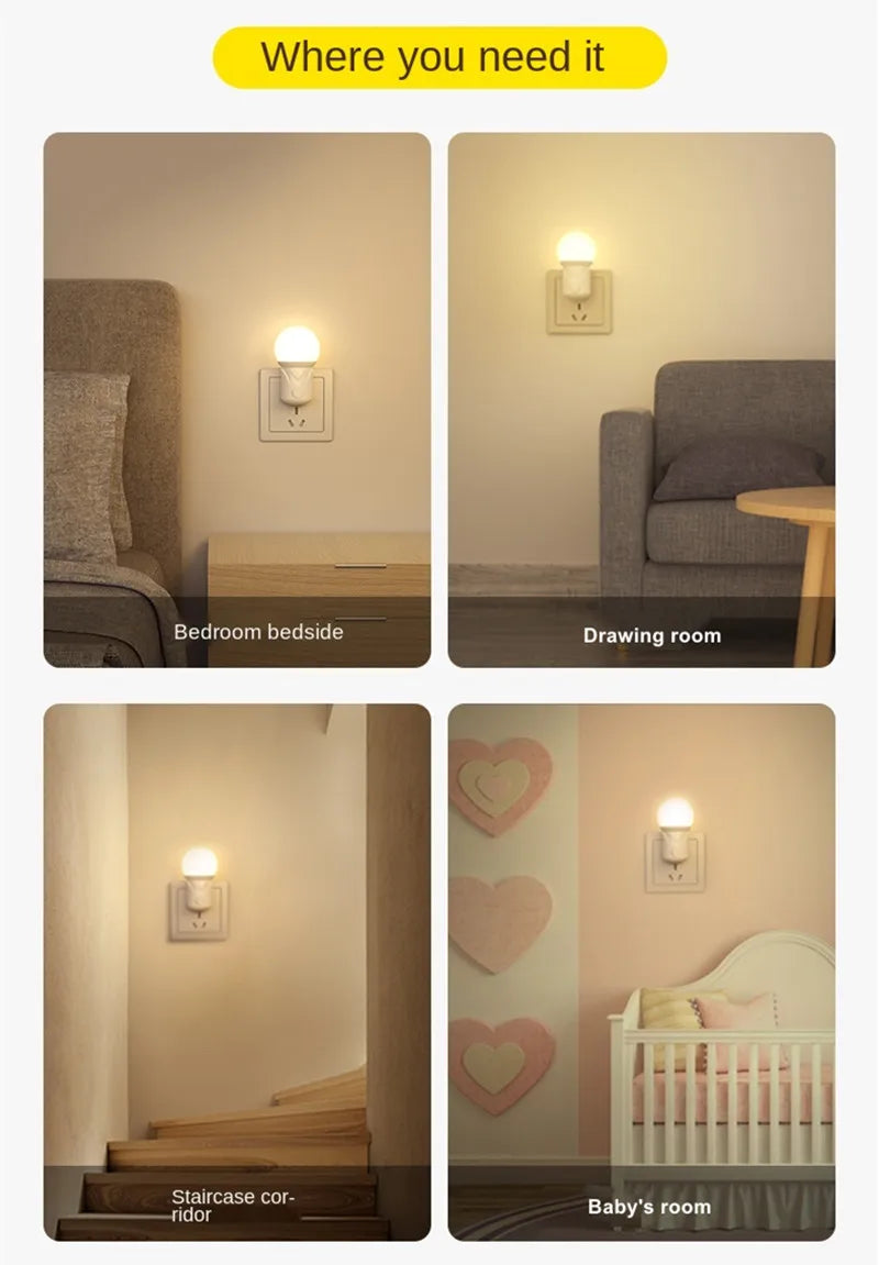 LED Night Lights EU/US Plug 2-color Dimmering Lamp Eye Protection Baby Nursing Sleep Light Reading Living Room Night Lamp