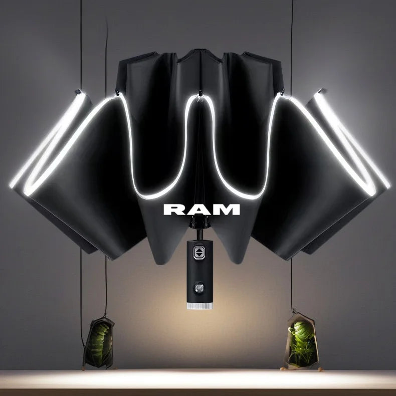 Fully Automatic UV Umbrella With LED Flashlight Reflective Stripe Reverse Umbrellafor Dodge Ram 1500 2500 3500 accessories