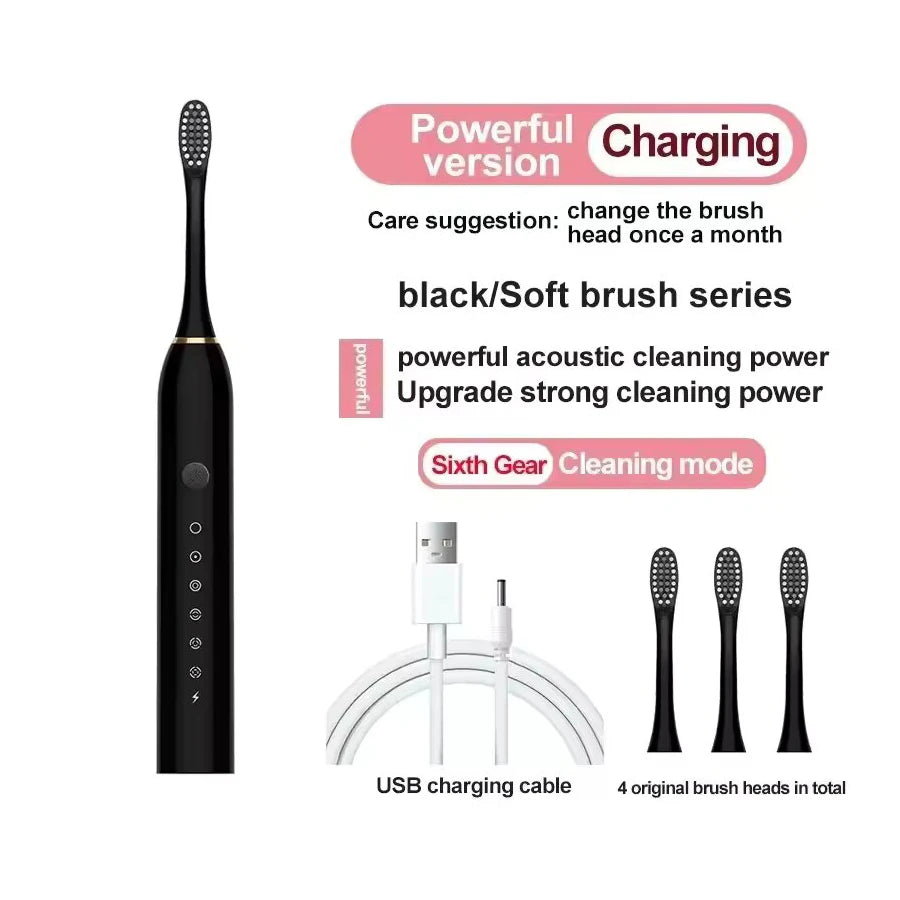 Electric Toothbrush Set Ultrasonic Adult Fully Automatic Smart Sonic Ultra Fine Soft Wool Easy To Carry Full Body Waterproof-