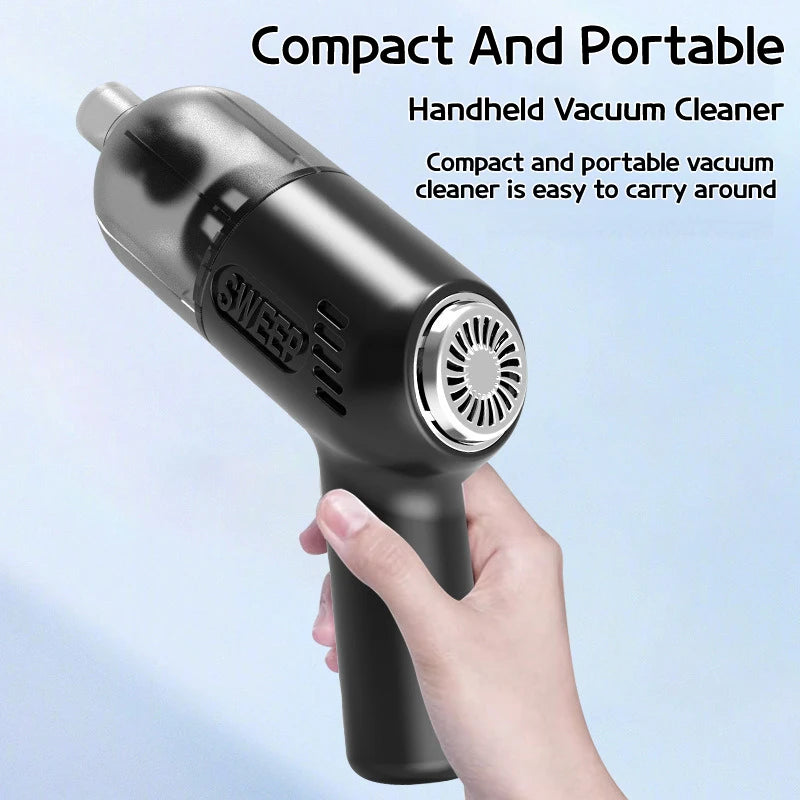 Mini Portable High-Power Vacuum Cleaner - Strong Suction, Wireless Charging & Handheld Design for Car & Home Dual Use