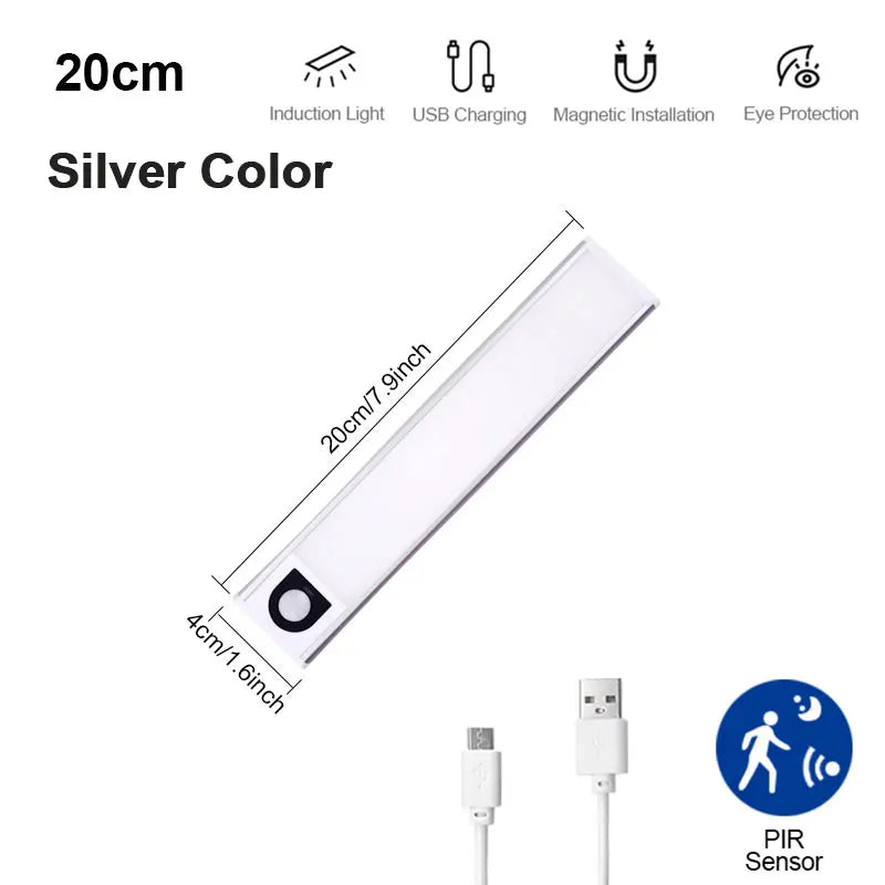 LED Motion Sensor Light Wireless USB Rechargeable Sensor LED Lamp For Kitchen Cabinet Wardrobe Bedroom Staircase Closet Lights